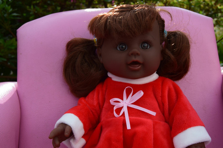 12" Afro Black Talking Baby Girl Doll Santa Helper Doll Merry Xmas Doll
