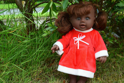 12" Afro Black Talking Baby Girl Doll Santa Helper Doll Merry Xmas Doll