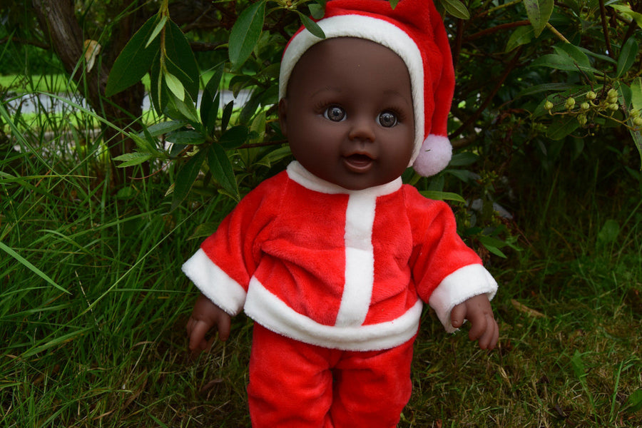 12" Afro Black Talking Baby Boy Doll Santa Little Helper Doll Merry Xmas Doll