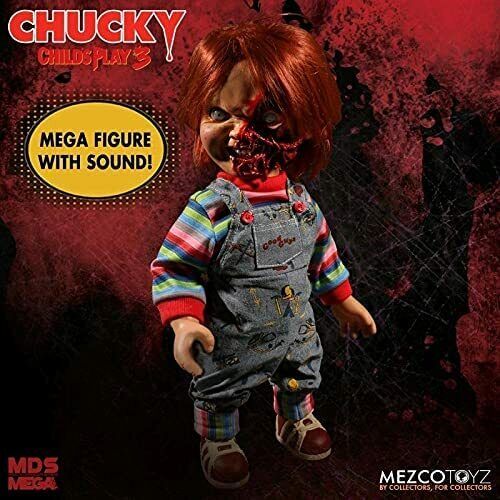 Child´s Play 3 Pizza Face Talking Doll 15" Mega Scale Official Mezco