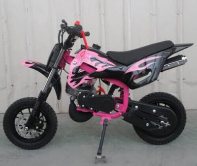 49cc Mini Dirt Bike Fire Flame PINK Pit Bike PINK Motorbike Petrol Off Road