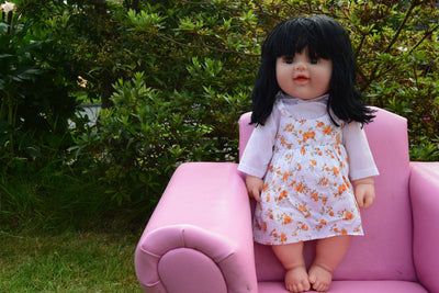 Large 18" Paris Baby Girls Doll Black Hair 46cm Includes Handmade Outfit