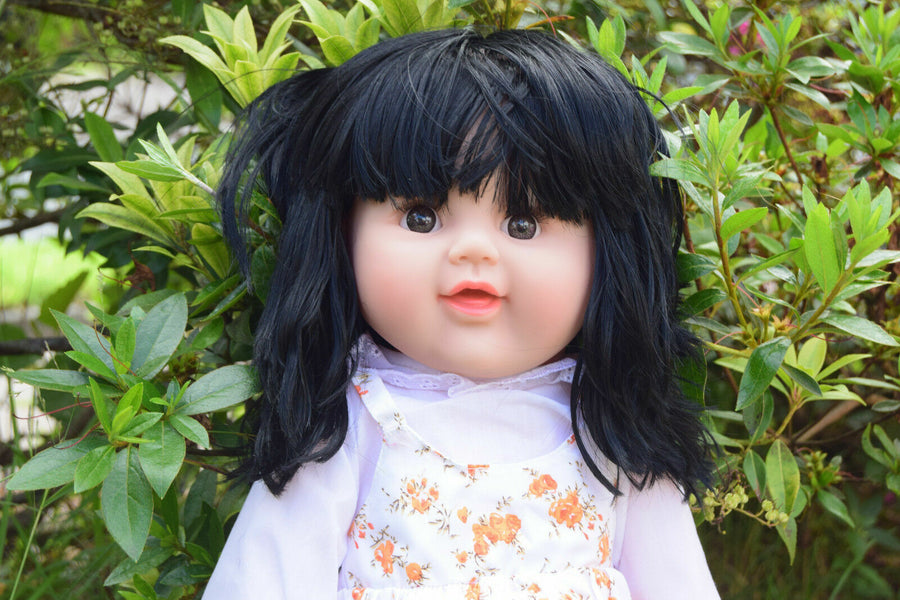 Large 18" Paris Baby Girls Doll Black Hair 46cm Includes Handmade Outfit