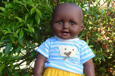 Large 18" Charles Baby Boy Black Afro Doll - High Quality Vinyl Heavy Weight
