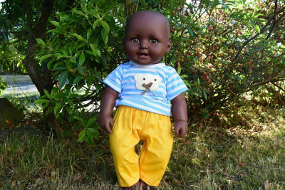 Large 18" Charles Baby Boy Black Afro Doll - High Quality Vinyl Heavy Weight