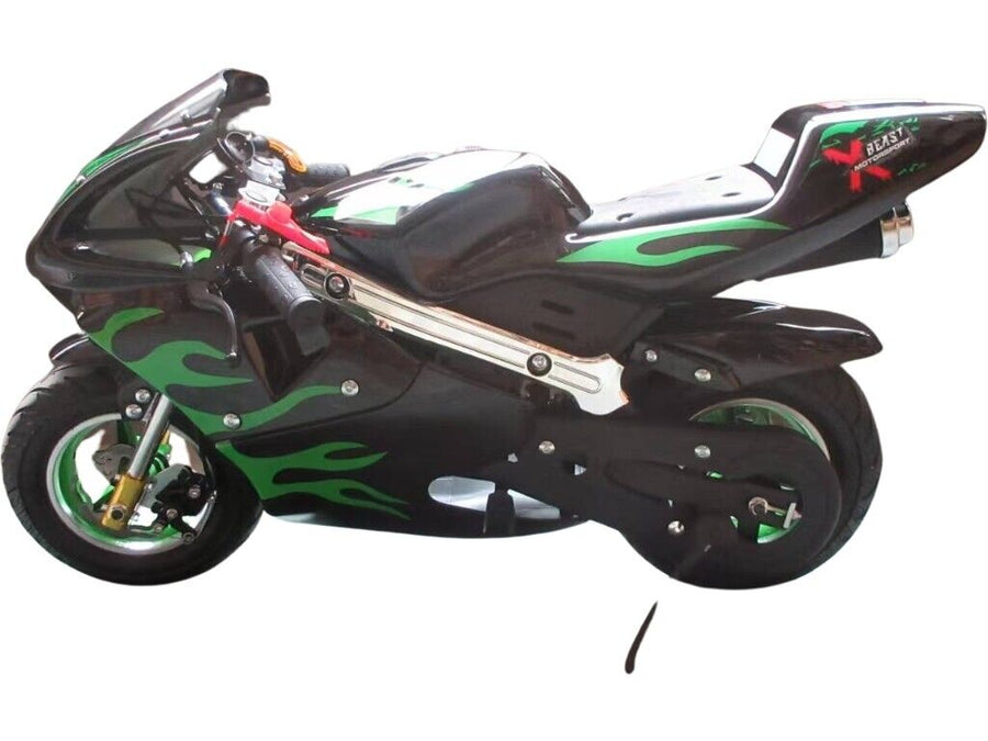 49cc Mini Pocket Motorcycle Bike GREEN Moto Racer Petrol Off Road Dirt Bike