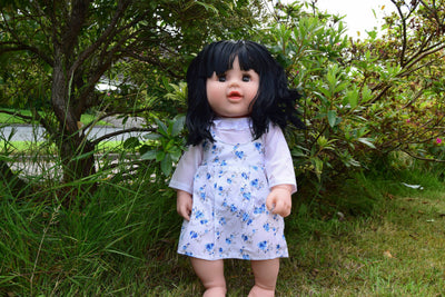 Large 18" Paris Baby Girls Doll Black Hair 46cm Includes Handmade Outfit