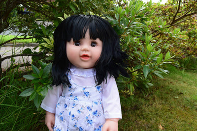 Large 18" Paris Baby Girls Doll Black Hair 46cm Includes Handmade Outfit